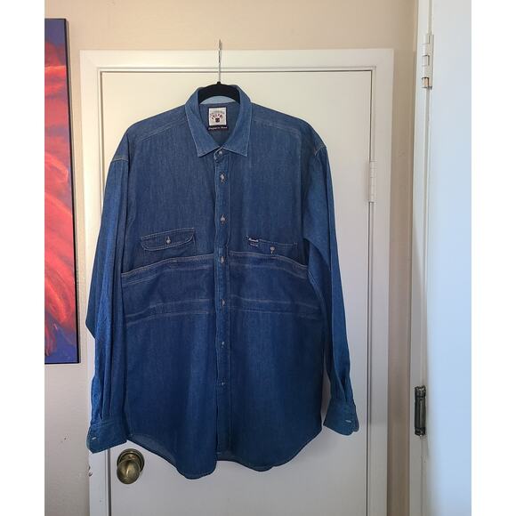 Faconnable Men’s Denim Shirt M Blue Button Down Long Sleeve French Designer - Picture 1 of 11